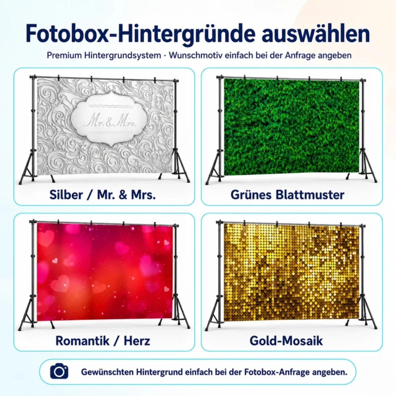 Premium Fotobox Hintergründe für Hochzeit Geburtstag und Firmenfeier