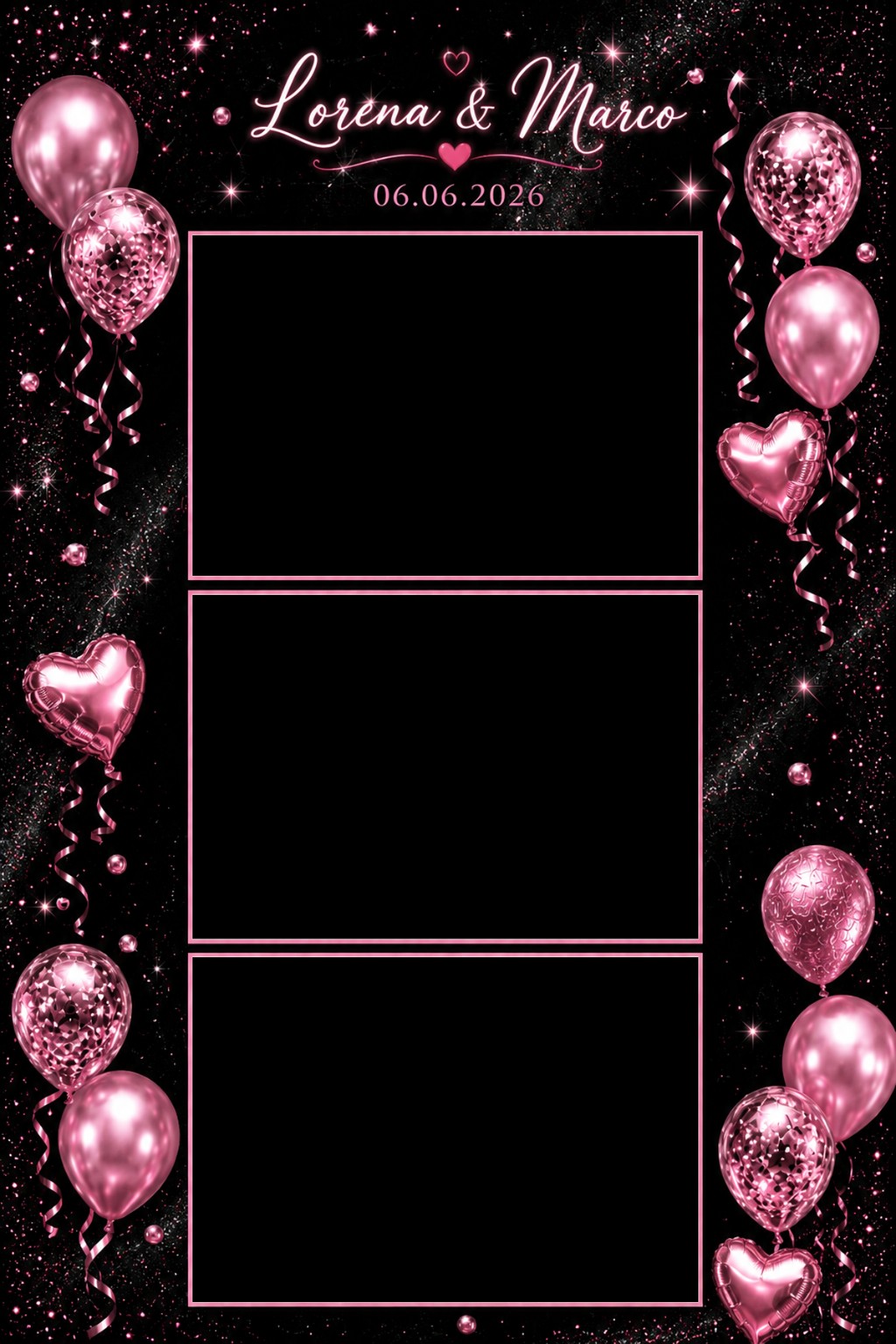Fotobox Vorlage Lorena und Marco in Schwarz und Pink