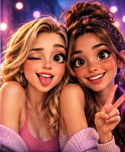 Zwei Freundinnen als 3D-Animationsfiguren