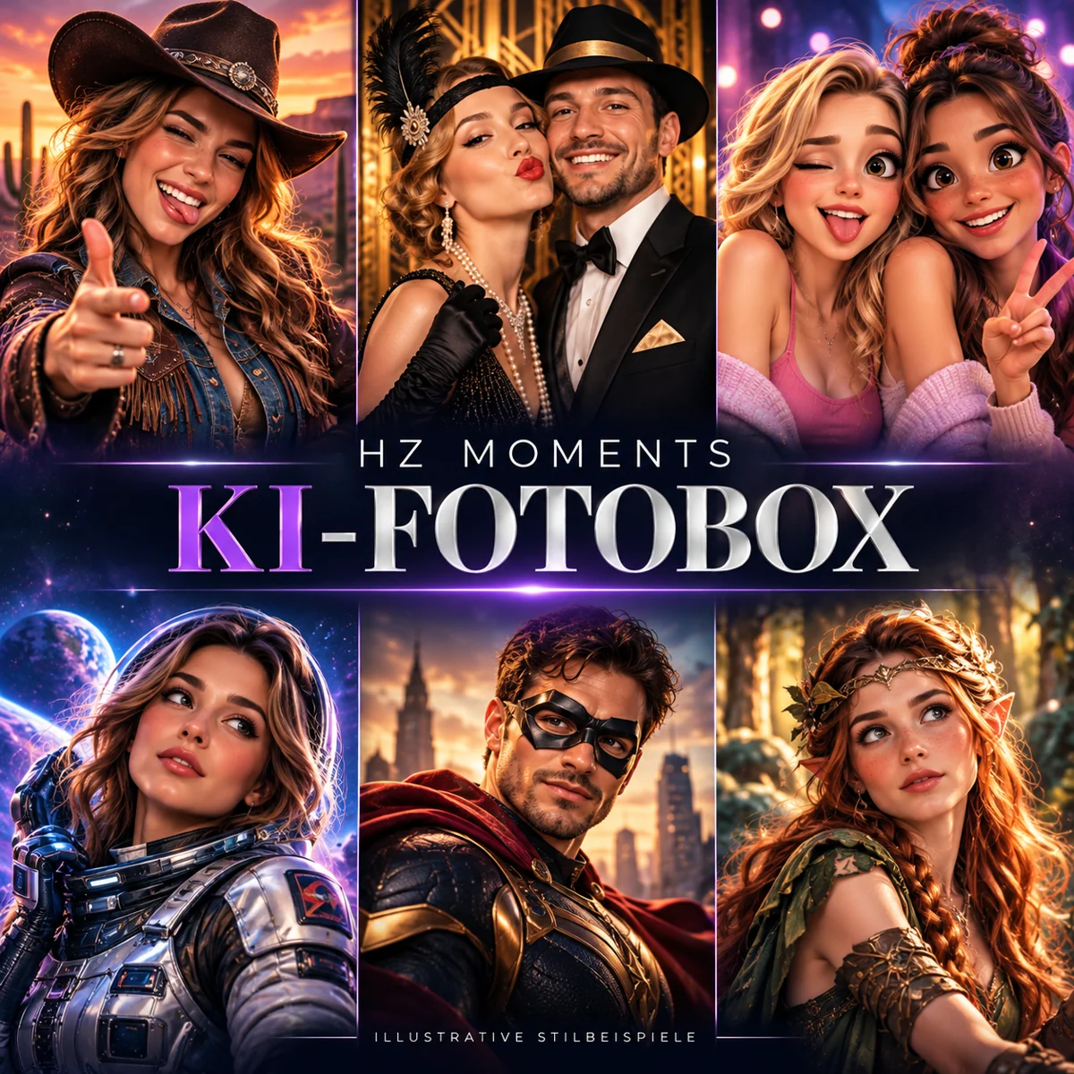 Kreative Beispielmotive der KI-Fotobox