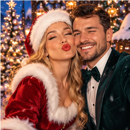 Paar im weihnachtlichen Outfit