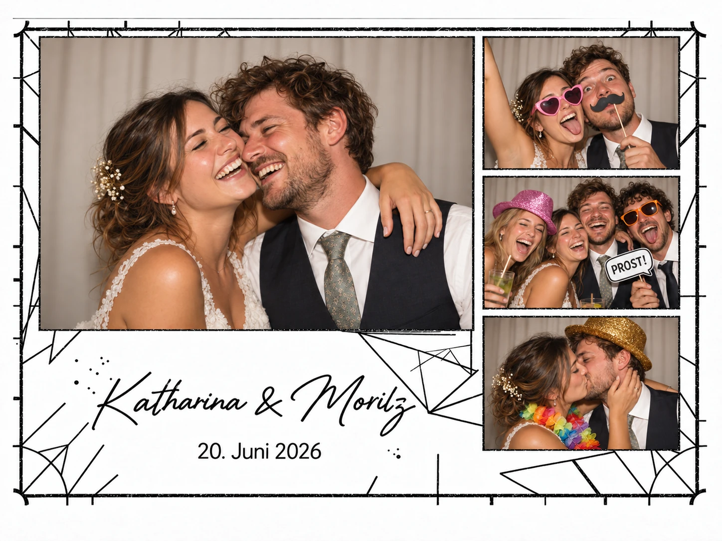 Echtes HZ Moments Wunschlayout für eine Hochzeit mit mehreren Fotos