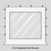 3 m side panel with window for a photography tent, white fabric with edge grommets and loops
