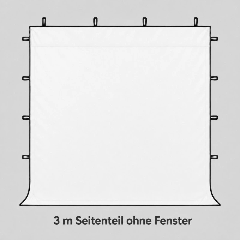 White photography backdrop with metal clamps along the edges, 3 m wide, no window.