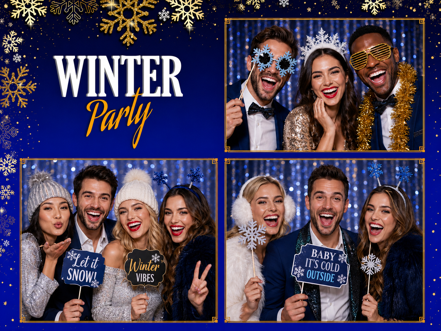 Fotobox Layout für Motto Event Winterparty oder Firmenfeier
