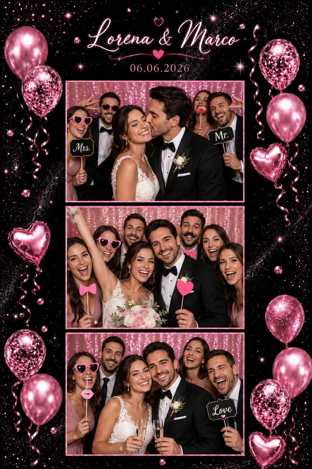 Romantisches Fotobox Layout Hochzeit Feier