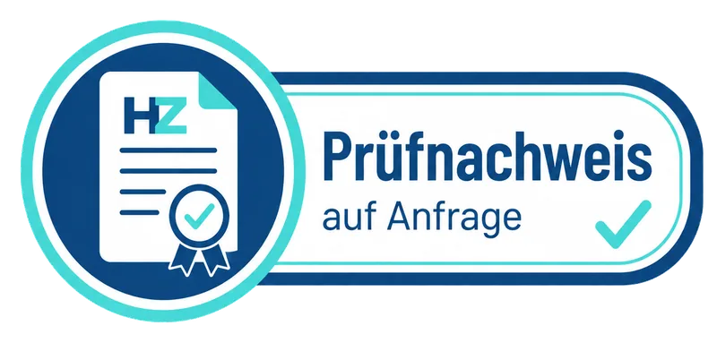 Prüfnachweis auf Anfrage HZ Mietservice