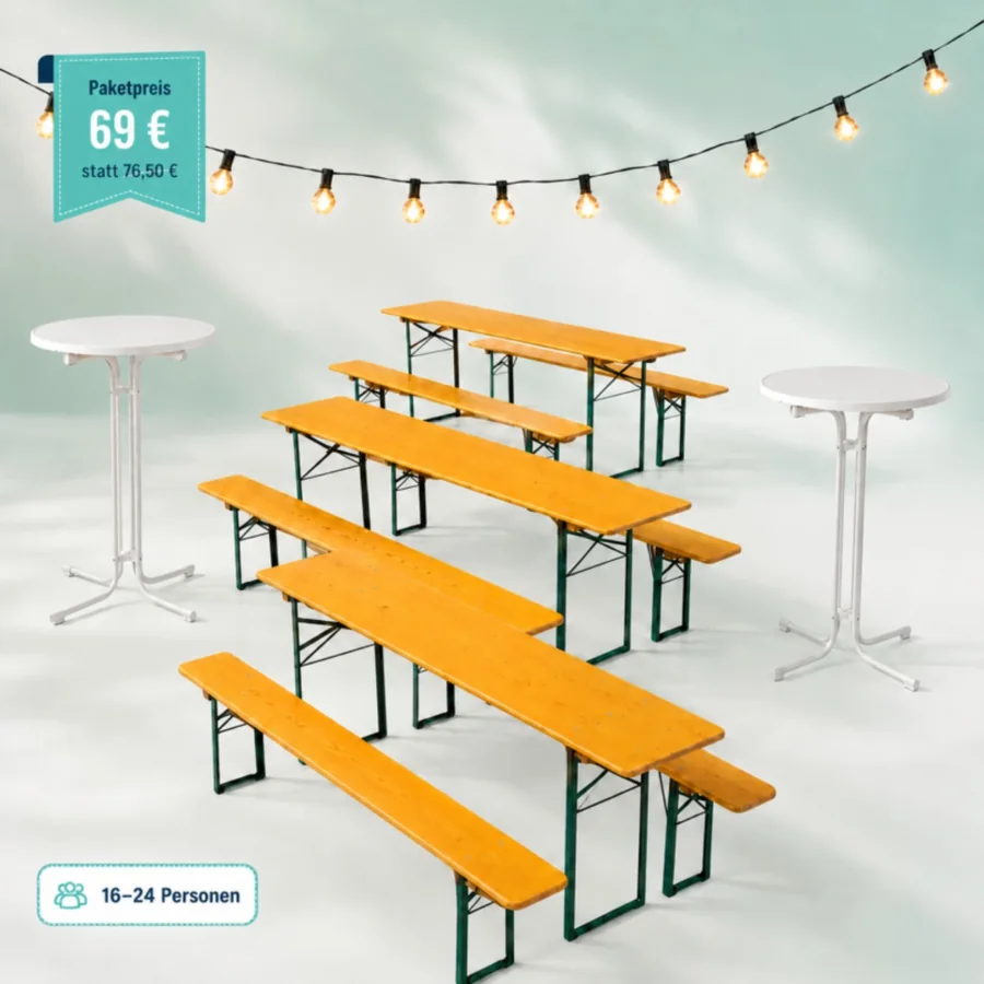 Gartenparty Paket für 24 Personen ohne Pavillon