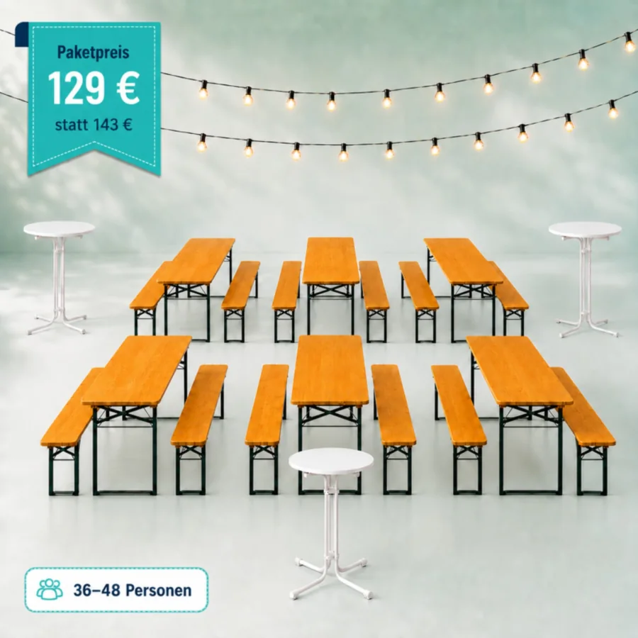 Gartenparty Paket für 48 Personen ohne Pavillon